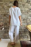 Benji Linen Wave Y Tee White